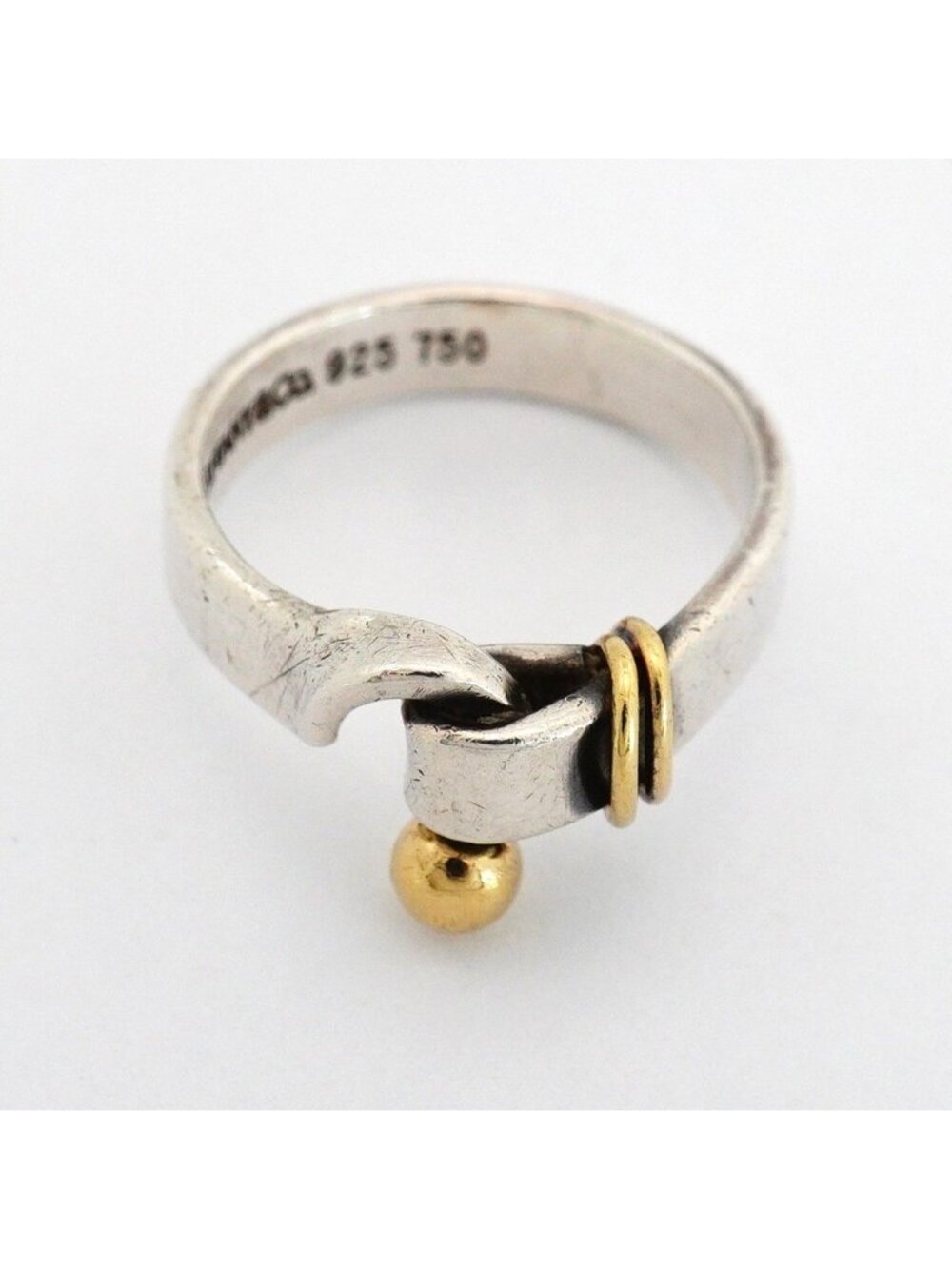 Tiffany & Co Ring Hook Eye 18k Yellow Gold 925 Sterling Silver - Picture 4 of 9